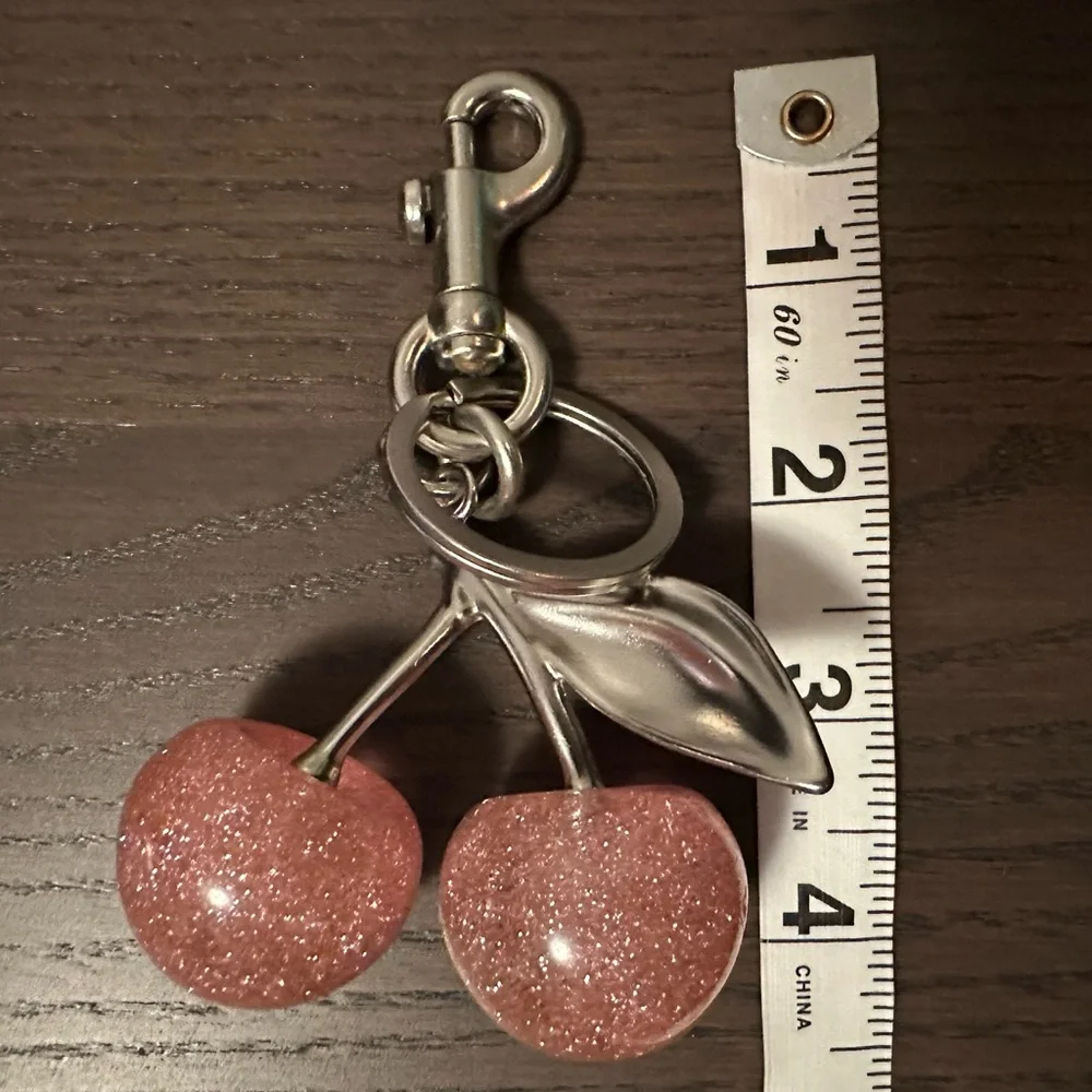 Glittering Cherry Keychain in Sparkling Pink